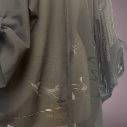 子慣れ感抜群!アイレットタック 黒羽織り 和装 男女兼用  レトロ 着物リメイク ブラック 5905 9枚目の画像