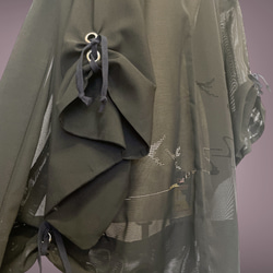 子慣れ感抜群!アイレットタック 黒羽織り 和装 男女兼用  レトロ 着物リメイク ブラック 5905 10枚目の画像