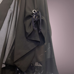 子慣れ感抜群!アイレットタック 黒羽織り 和装 男女兼用  レトロ 着物リメイク ブラック 5905 12枚目の画像