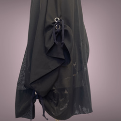 子慣れ感抜群!アイレットタック 黒羽織り 和装 男女兼用  レトロ 着物リメイク ブラック 5905 2枚目の画像