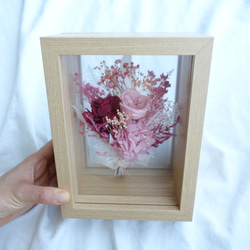 くすみピンク　花束アレンジ　二つ折り写真立て 2Lサイズ 4枚目の画像