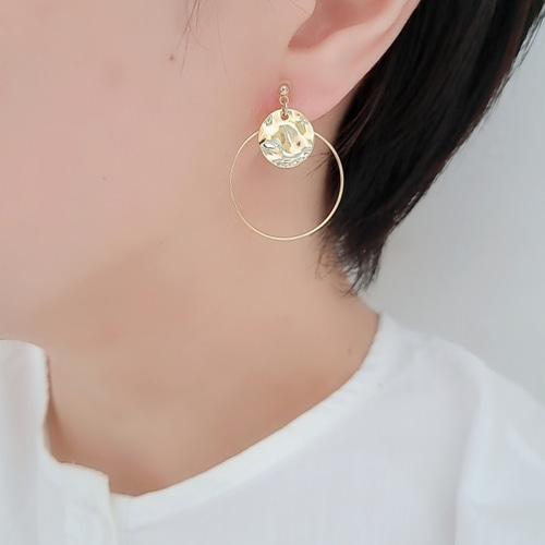デイリーに◎】痛くないイヤリング/ピアス ゴールドフープ シンプル