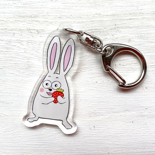キーホルダー うさぎとイチゴ かわいい アクリル アクキー その他