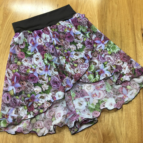 dazzling掲載 花柄 シフォン バレエ プルオン スカート バレエスカート