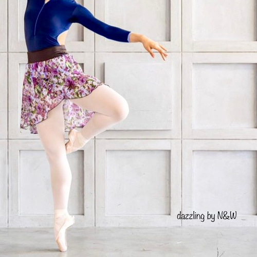 dazzling掲載 花柄 シフォン バレエ プルオン スカート バレエスカート