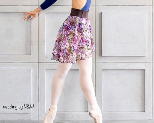 dazzling掲載 花柄 シフォン バレエ プルオン スカート バレエスカート