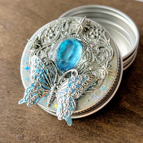 蝶の魔法石コンパクトのケース / ファンタジー / レジン その他ケース