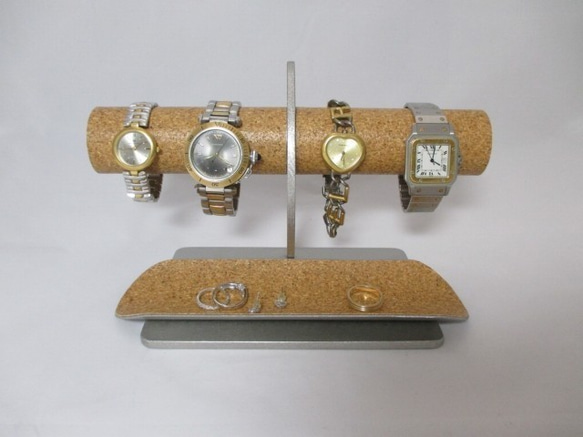 腕時計スタンド　ラッピン　腕時計4本掛けロングトレイ付きハーフムーン腕時計スタンド　ak-design   N17117 2枚目の画像