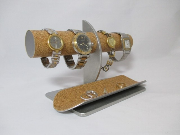 腕時計スタンド　ラッピン　腕時計4本掛けロングトレイ付きハーフムーン腕時計スタンド　ak-design   N17117 3枚目の画像
