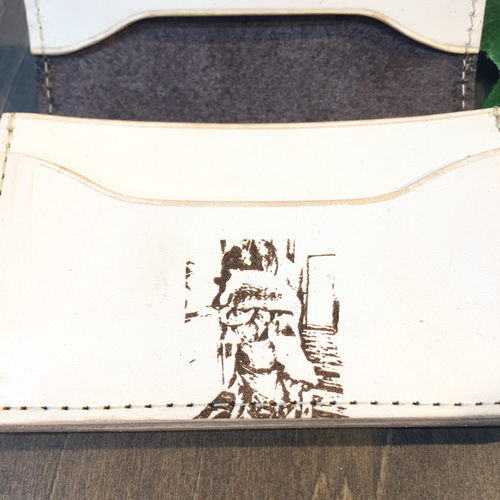 オリジナル カードケース【大切な思い出をレーザーで彫刻】手書きの 