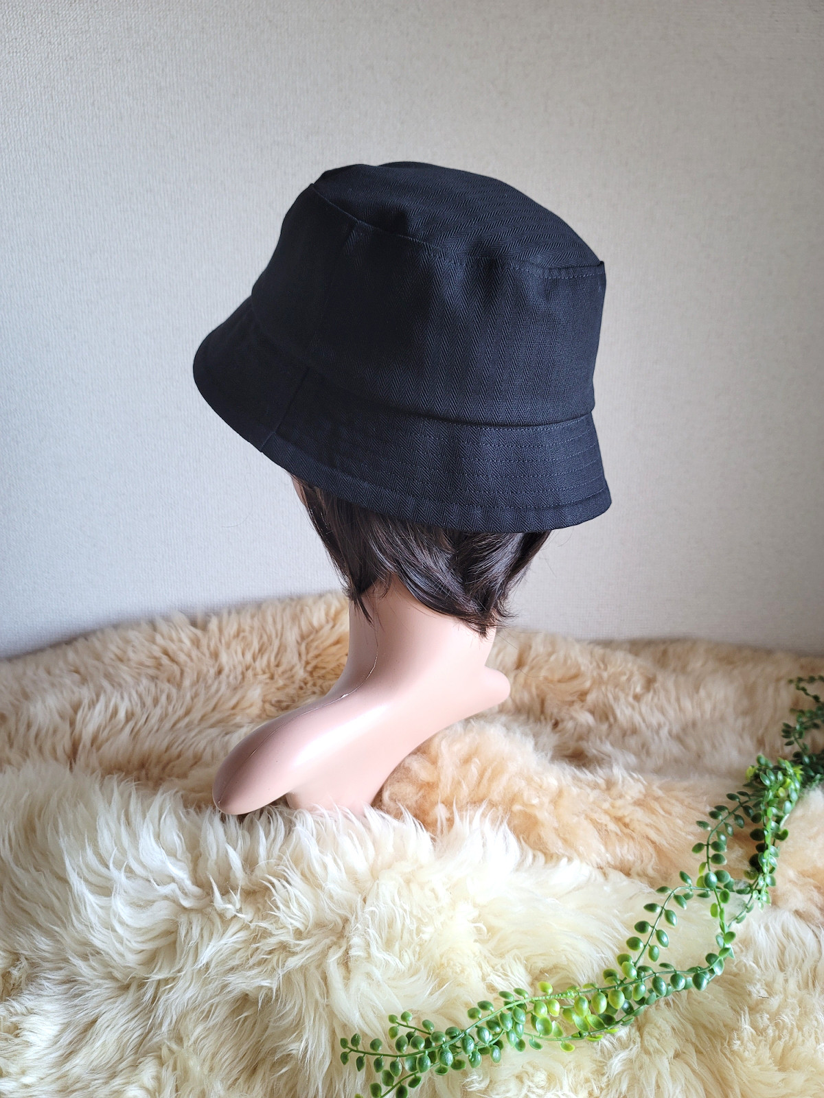 ユニセックス★バケット ハット★BLACKカラー　ヘリンボーン