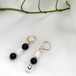 Onyx Earrings 淡水真珠 2枚目の画像