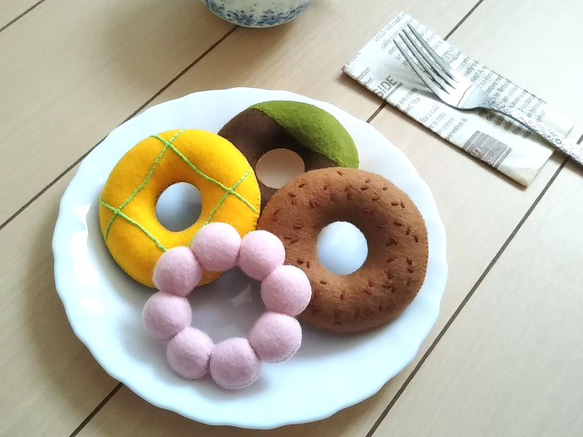 フェルト ままごと☆ドーナツセットF（4個セット） おもちゃ・人形 う