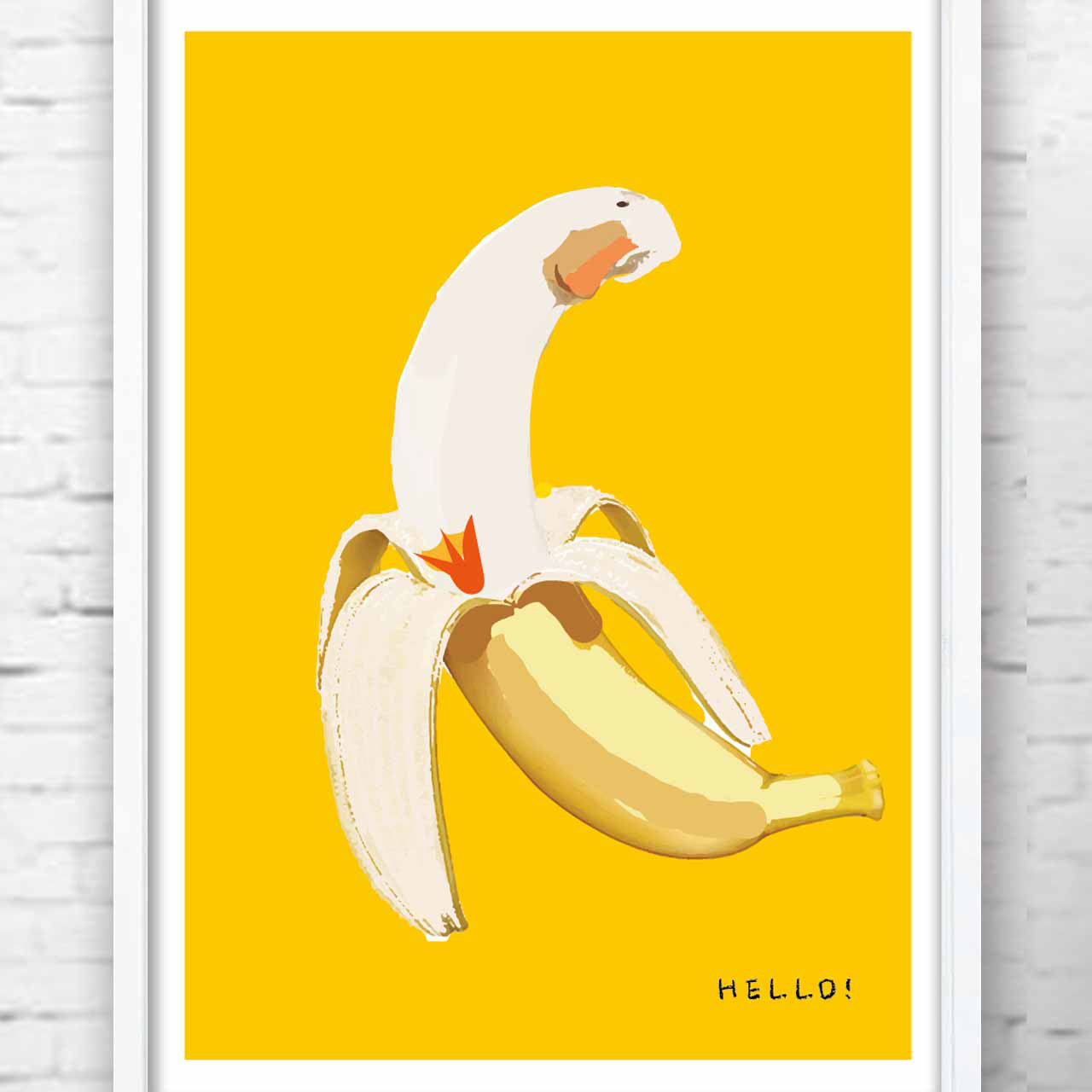 HELLO!  アヒル　イラスト　ポスター　A4 A3 A2 A1　アートポスター　アート/sei検索　1119