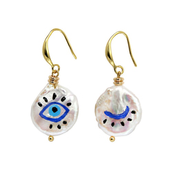 Evil Eye Earrings 淡水真珠 3枚目の画像