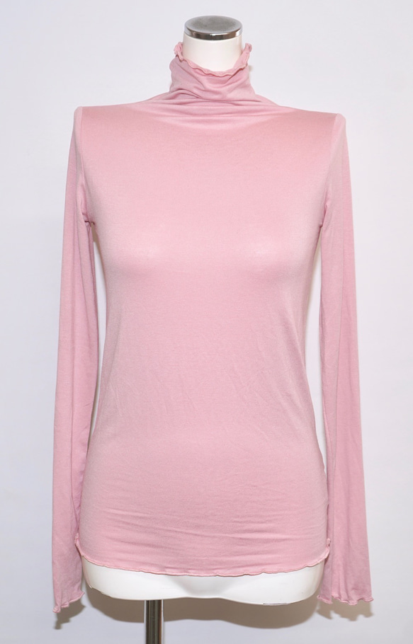 Basic High Neck Tops (baby pink) タートルネックトップス ピンク 桃 カジュアル 5枚目の画像