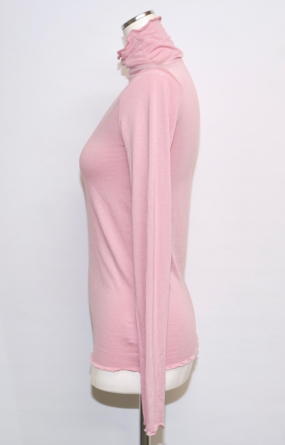 Basic High Neck Tops (baby pink) タートルネックトップス ピンク 桃 カジュアル 7枚目の画像