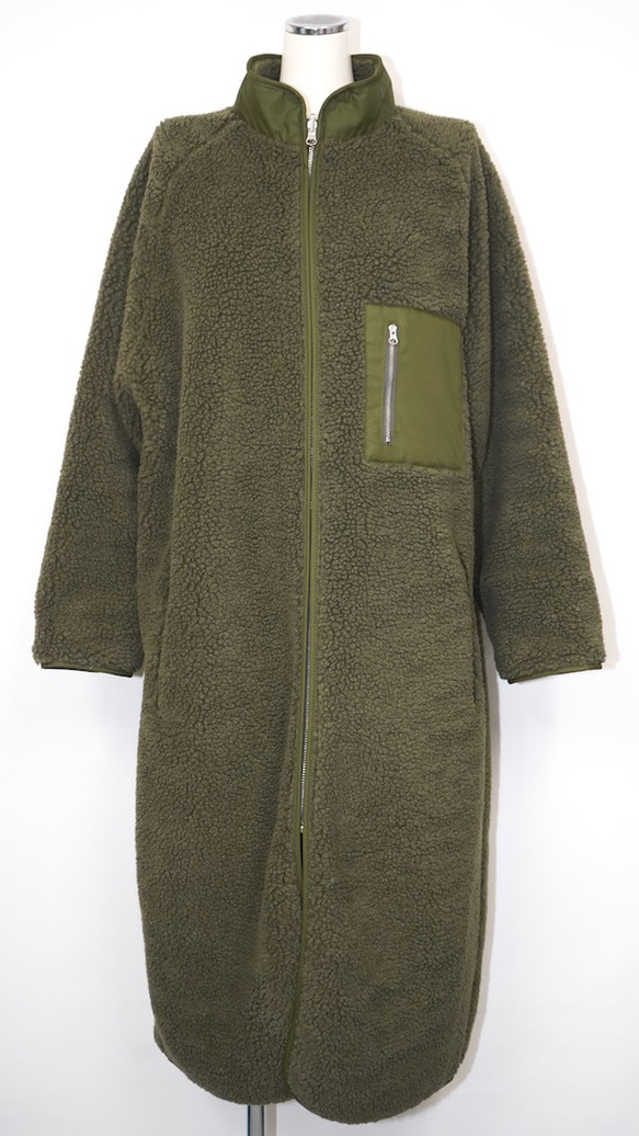 Reversible Boa Long Jacket Coat (khaki green) コートグリーン アメカジ 6枚目の画像
