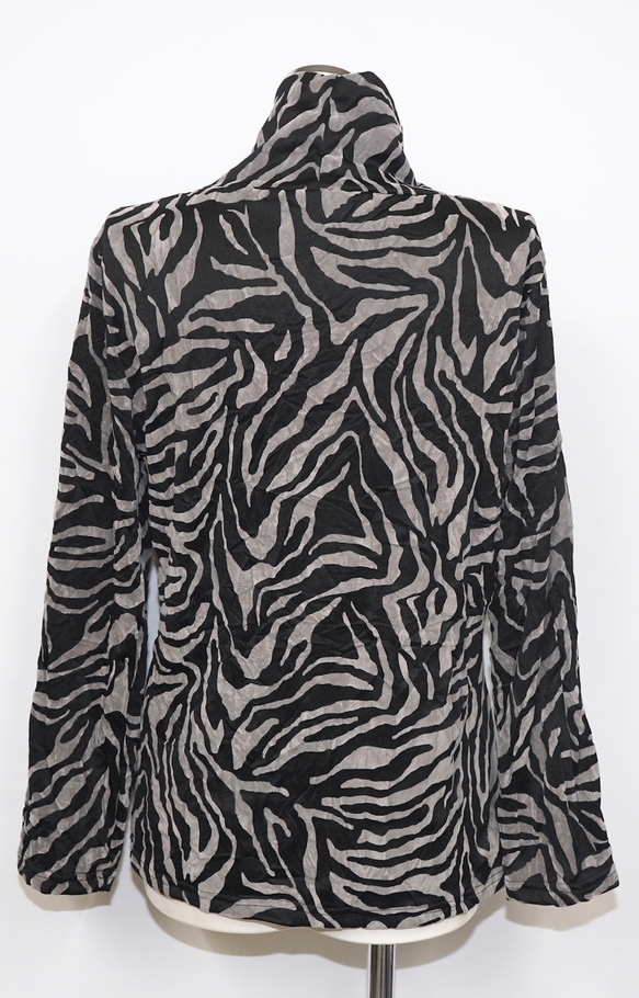 Zebra Pattern High-Neck Tops (grey) ニットトップス グレー 灰色 カジュアル 7枚目の画像