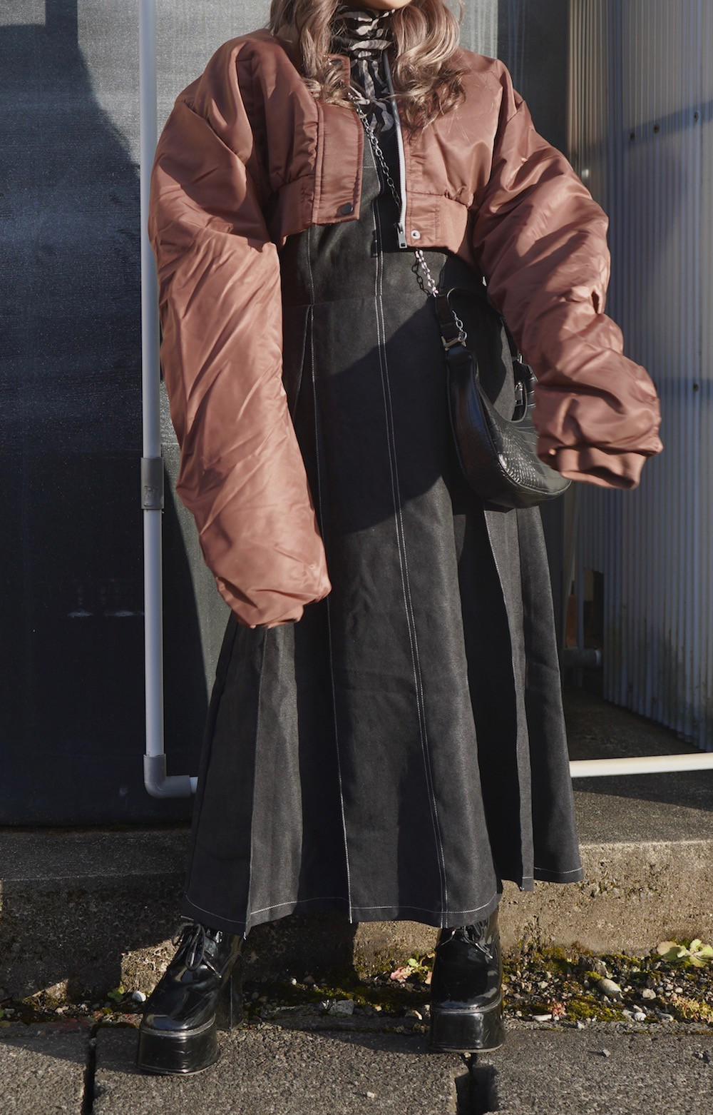 Nylon Padding Cropped Jacket (brick brown) ジャケット 茶色 ストリート