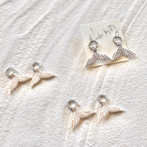 マクラメ ホエールテイルアクセサリー ピアス（フック・チェーン