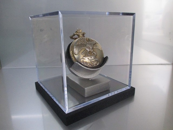 再販　懐中時計スタンド　誕生日プレゼント　どっしり安定懐中時計スタンド　透明ケース入り　ブラック　181118 2枚目の画像