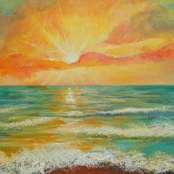 油絵 絵画 夕日の海【Ａ3】 油絵 絵画 夕日の海【A4】 - arashi1783 - BOOTH
