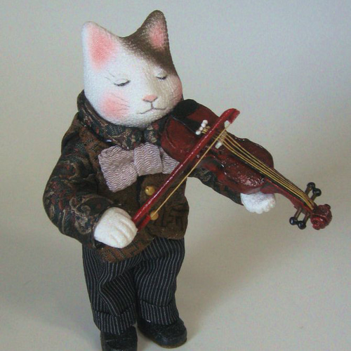 縮緬福猫 ヴァイオリン その二 送料無料 その他人形 ねこしょう 通販