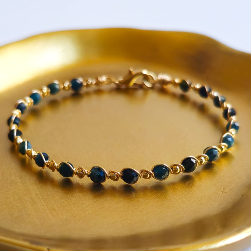 受注制作】珠蓮想⟡.*サファイアのワイヤーブレスレット/ 9月誕生石