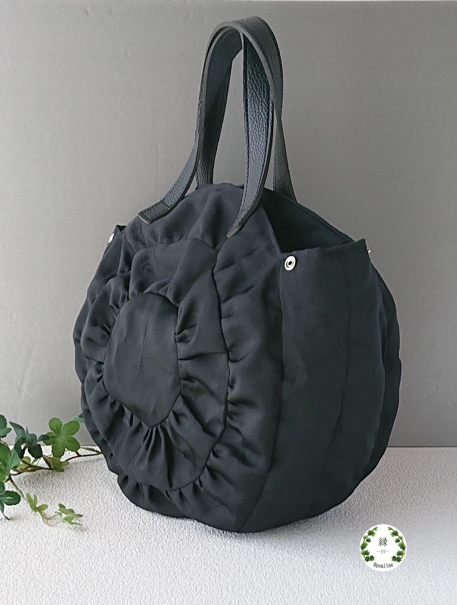 【受注製作】畳縁・ギャザー咲くトートバッグ