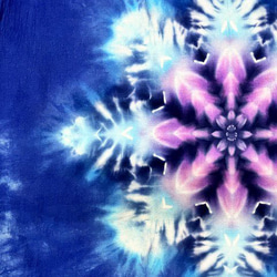 紮染染色長袖連身裙靛藍和紫色美麗對比的雪花 HD20-30 第10張的照片