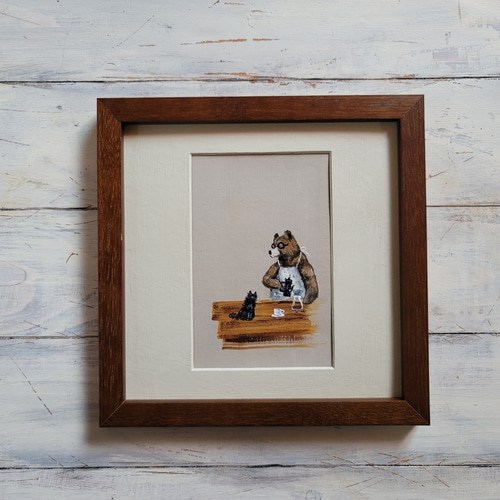 3月のクマさんと猫さん カレンダー原画 イラスト イラスト ネムリ  