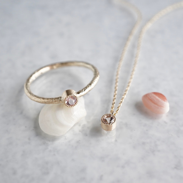 Morganite birthstone necklace [P033K10/K18(MN)] 4枚目の画像