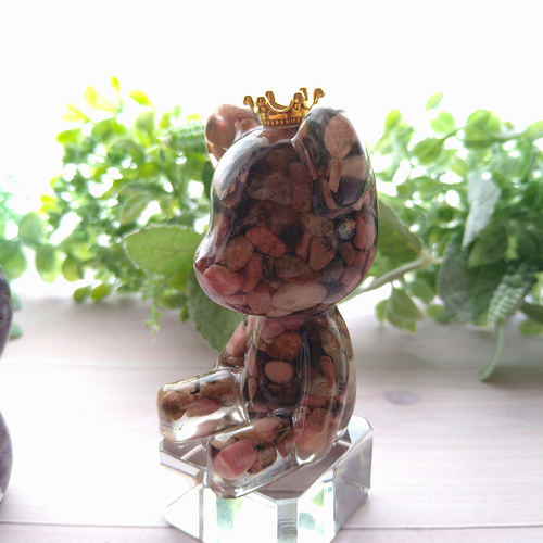 送料無料！くまちゃん クマ 熊 インテリア オブジェ 置物 天然石 細石