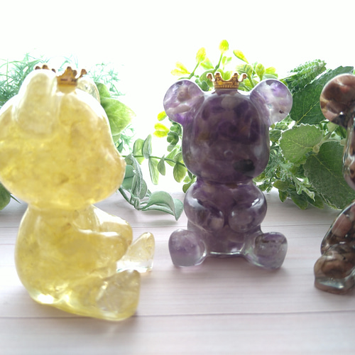 送料無料！くまちゃん クマ 熊 インテリア オブジェ 置物 天然石 細石