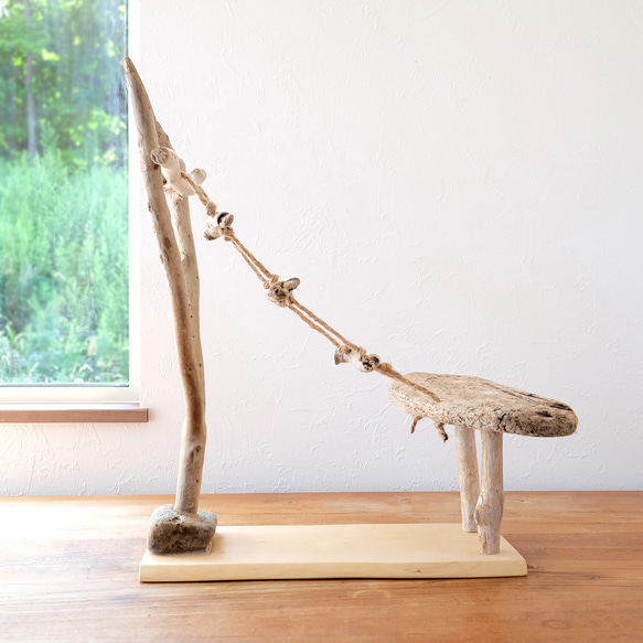 流木バードジム M ｜鳥さんの止まり木とはしご 無料 小型