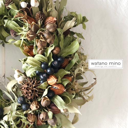 木の実とベリーのリース S23-25 /ドライフラワーの贈り物 リース