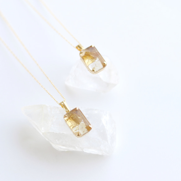 gemstone jewelry シトリンのネックレス　 1枚目の画像