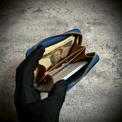 プエブロレザー ミニ財布 経年変化 本革 牛革 イタリアンレザー YKK