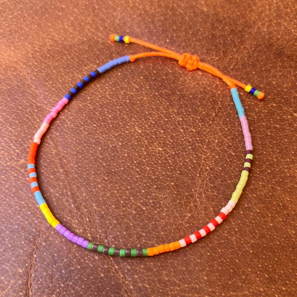 Neon Cord x Beads Bracelet/Orange 2枚目の画像