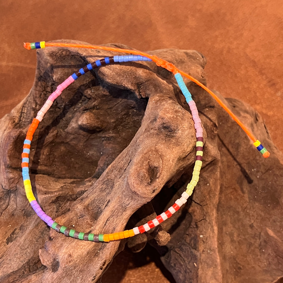 Neon Cord x Beads Bracelet/Orange 3枚目の画像