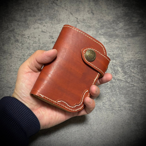 経年変化を楽しむ ミドルウォレット メンズ財布 二つ折り 財布 生成り