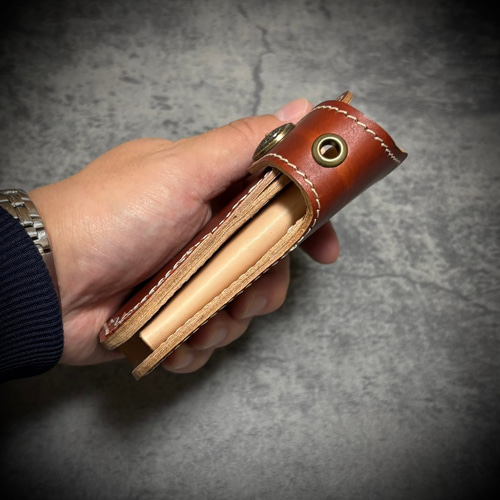 経年変化を楽しむ ミドルウォレット メンズ財布 二つ折り 財布 生成り