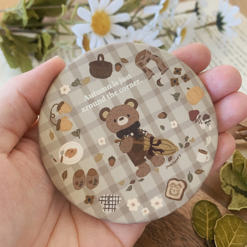 コンパクトミラー『秋のくま』 その他雑貨 ゆずはぴ 通販 16571091