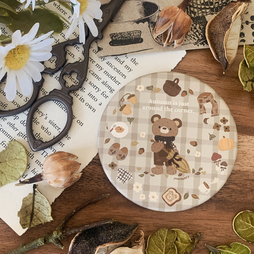 コンパクトミラー『秋のくま』 その他雑貨 ゆずはぴ 通販 16571091