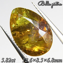 希少☆大粒5.82ct★非加熱☆天然スファレライト スペイン産 ペアシェイプカット ルース 裸石 宝石 天然石 1枚目の画像