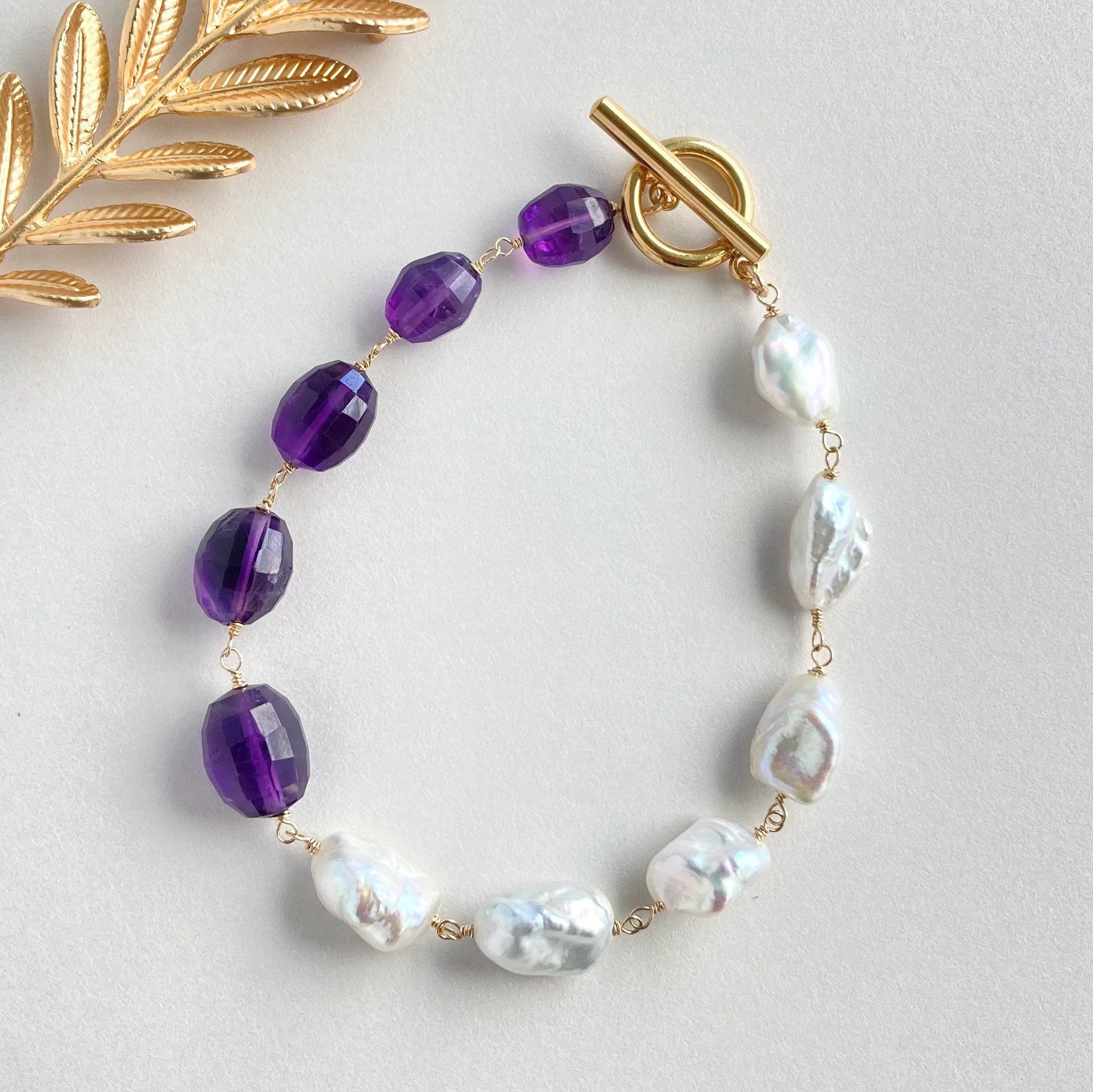 アメジスト＆ケシパールのマンテルブレスレット