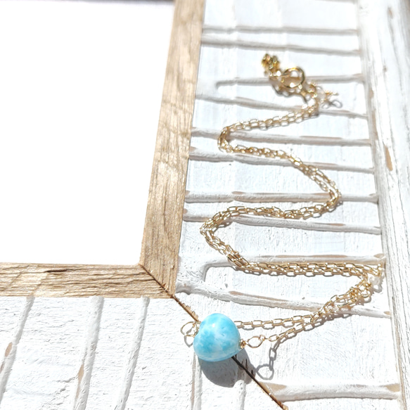 ❁Ocean blue heart larimar necklace 14kgf❁超トップクオリティラリマー 3枚目の画像