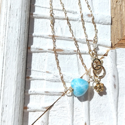 ❁Ocean blue heart larimar necklace 14kgf❁超トップクオリティラリマー 13枚目の画像