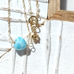 ❁Ocean blue heart larimar necklace 14kgf❁超トップクオリティラリマー 1枚目の画像